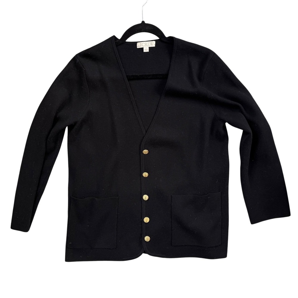J Crew Womens Black Merino Wool Blend Sweater Blazer Size S